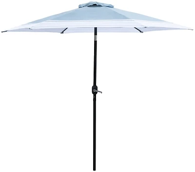 59794 Tilt/crank Market Umbrella, 9 Ft Hexagonal Canopy, Blue & White