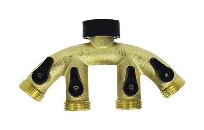 Gilmour 800444-1001 Brass 4-Way Shut-Off Valve, 5/8 In. Male Threaded
