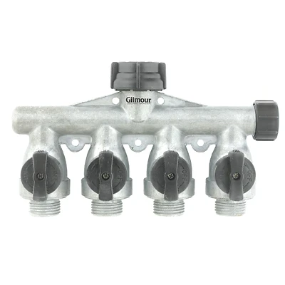 Gilmour 800404-1001 4-Way Shut-Off Valve, 5/8 In. Aluminum