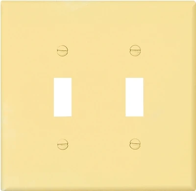 Eaton PJ2V Toggle Wall Plate, 2-Gang, Ivory, Mid-Size