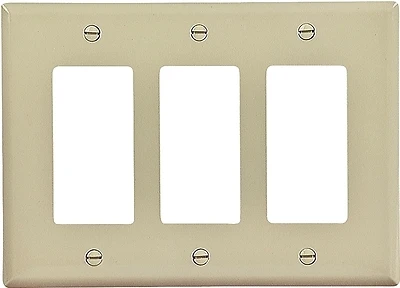 Pj263v 3-gang Decorator Gfci Wall Plate, Ivory, Polycarbonate