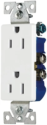 Eaton 1107W Duplex Receptacle, 15 Amp, 125V, White