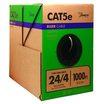 1,000-ft 24 Awg 4 Cat 5e Riser Gray Data Cable Pull Box