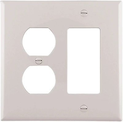 Pj826w 2-gang Mid-size Wallplate, Polycarbonate, White, 20 Pk