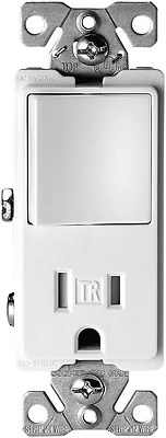 Eaton Cooper Wiring TR7730W Combination Switch/Receptacle, 15A, White