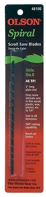 Olson 46100 Scroll Saw Blade, 5 In., 46 TPI Carbon Steel, 12 Pk