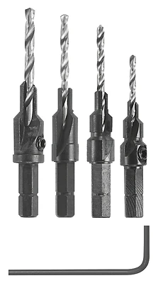 Hex Shank Screw Pilot Bit Set 5 Pieces For Precise Countersinking