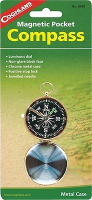 8048 Analog Pocket Compass With Jewelled Needle And Chrome Metal Case