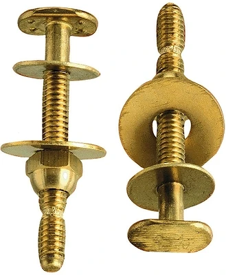 Plumb Pak PP830-49 Toilet Bolt Set, Snap-Off Brass, 1/4 In. x 2-1/4 In.