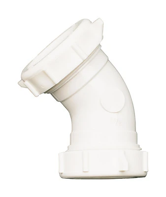 1-1/2 Inch Diameter Plastic 45 Degree Elbow With Reducing Washer