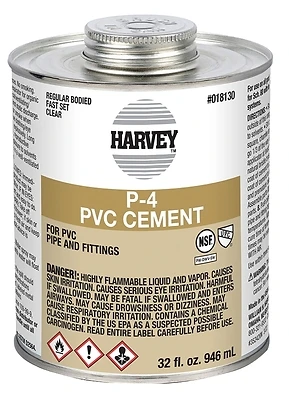 018130-12 Fast Set Regular Pvc Solvent Cement, 32 Oz Dauber Can, Clear, Pack Of 12