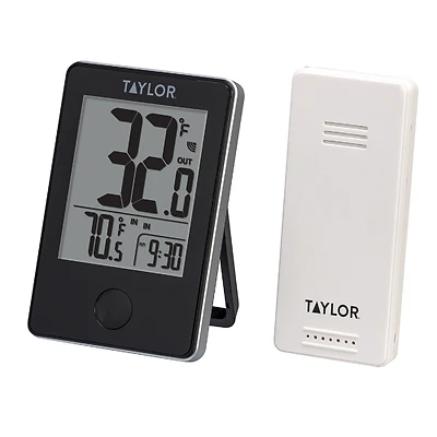Taylor 1730 Digital Wireless Thermometer, Indoor/Outdoor, Remote, Black