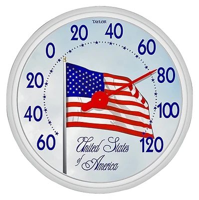 Taylor 6729 American Flag Dial Thermometer, 13.25 In., -60 to 120°F