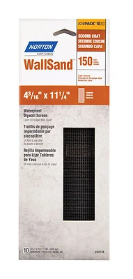 Norton 04748 Wallsand Drywall Sanding Screen, 150 Grit, 11-1/4 x 4-3/16 In., 10-Pk