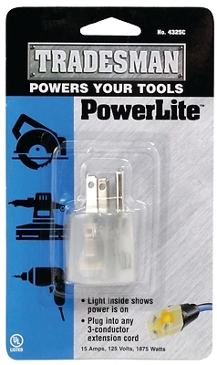 Yellow Jacket 43259001 15 Amp Single-Outlet Clear Power Adapter Plug, Lighted End