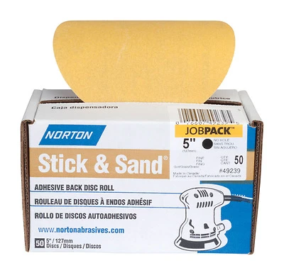 Stick & Sand 5 In. Aluminum Oxide Adhesive A290 Sanding Disc 80 Grit Coarse 50 Pk