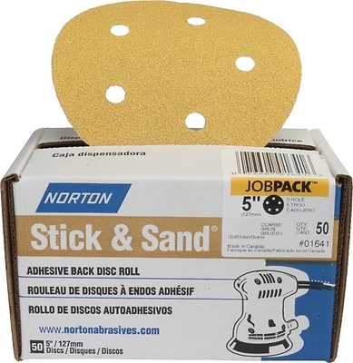 Stick & Sand 5 In. 80 Grit Coarse Aluminum Oxide Adhesive Sanding Disc 50 Pk