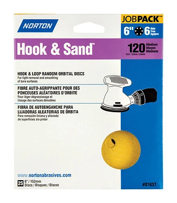 Hook & Sand 6 In. 120 Grit Aluminum Oxide Sanding Disc 25 Pk For Random Orbital Sander
