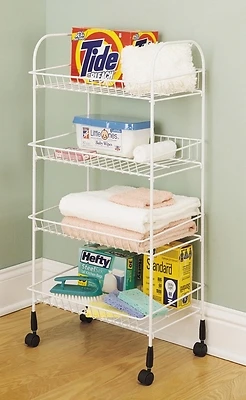 ClosetMaid 1611 Rolling Storage Cart, 4-Tier, Steel, White