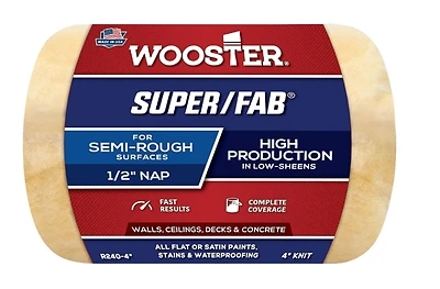 Wooster R240-4 Super/Fab Paint Roller Cover, 1/2 In. Nap, 4 In., Knit