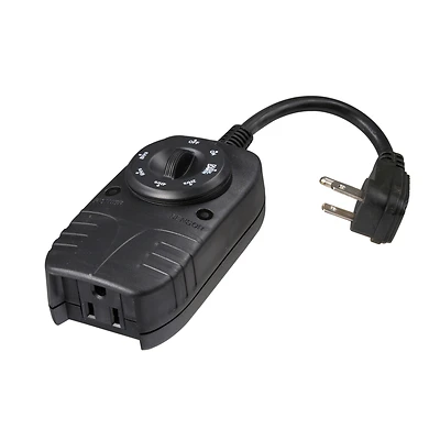 Outdoor Photocell Timer With Dual Outlet, Model Tm14dolb, Black