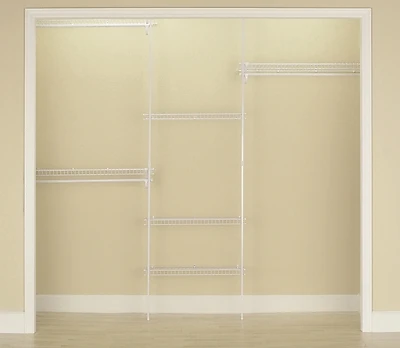 Superslide 5 Ft. To 8 Ft. Metal White Closet Organizer Kit With Adjustable Shelving