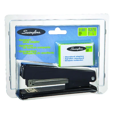 Swingline S7078911P Compact Desk Stapler, 20 Sheet Capacity, Metal