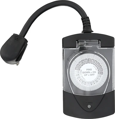 Outdoor Mechanical Timer With Dual Grounded Outlets, 120 Volt, Model Tm13dolb