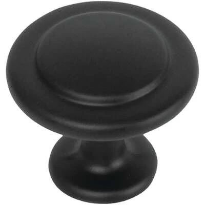 Newport Round 1-3/8 In. Matte Black Cabinet Knob, Model 57020, 1 Pk