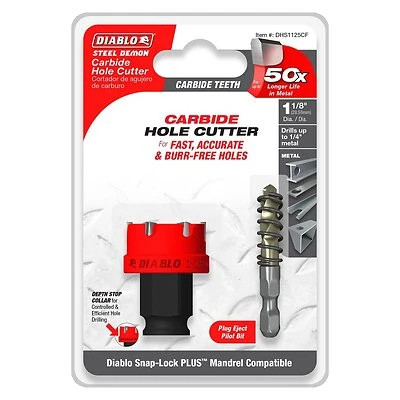 1-1/8 In. Steel Demon Carbide Teeth Hole Cutter - Model Dhs1125cf