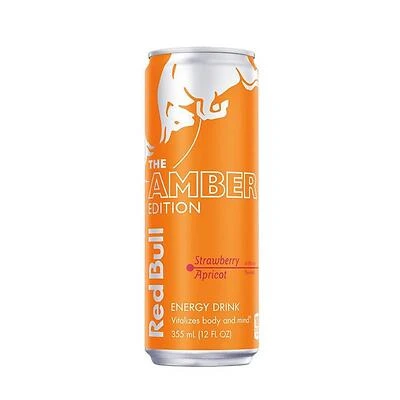 Red Bull RB240073 Amber Edition Energy Drink, Strawberry Apricot, 12 Oz Can