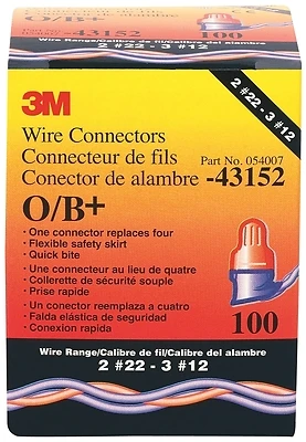 Performance Plus Wire Connector O/b+ Pouch, Orange/blue, 100 Pk, 22-12 Awg