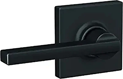 F Series Latitude Lever With Collins Trim Matte Black Hall & Closet Lock