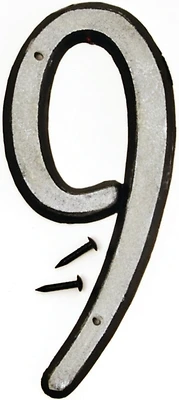 Hy-Ko 30609 House Number 9, 4 In, Reflective Black/White Plastic