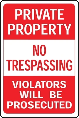 Hy-Ko HW-45 Private Property No Trespassing Sign, Aluminum, 18 x 12 In