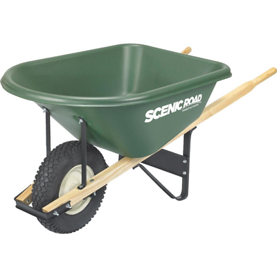 Scenic Road 6 Cu. Ft. Heavy Duty High-density Poly Wheelbarrow With Steel Undercarriage