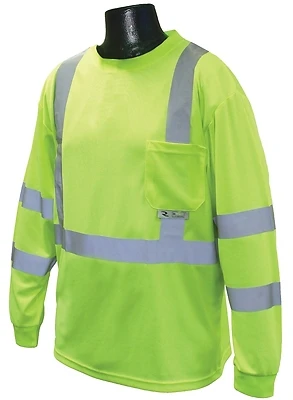 Ansi Class 3 Hi-vis Green Safety T-shirt 2xl Long Sleeve