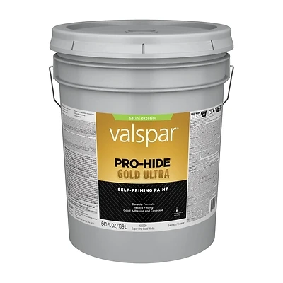 Latex Satin Exterior House Paint, 5 Gallon, White