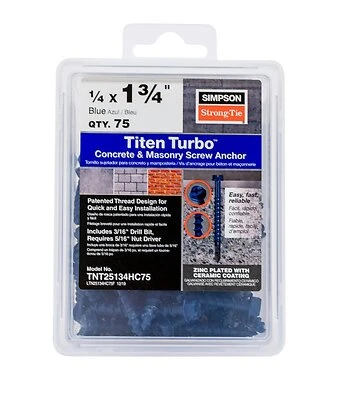 Titen Turbo 1/4 In. X 1-3/4 In. Hex-head Concrete And Masonry Screw, Blue