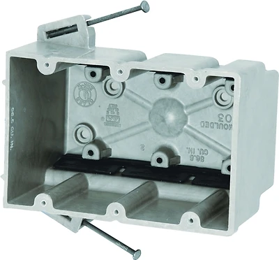 3-gang Fiberglass Wall Switch Box With Angled Mid-nails And Speed Clamps