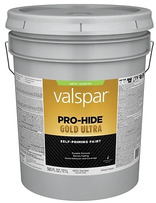 Latex Satin Exterior House Paint, Clear Base, 5 Gallon