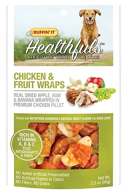 Ruffin' It 08302 Wholesome Chicken & Fruit Wrap Dog Treat, 3.5 Oz