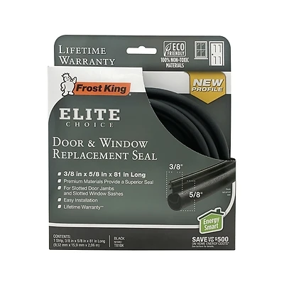 3/8 In. X 5/8 In. X 81 In. Black Door & Window Replacement Seal