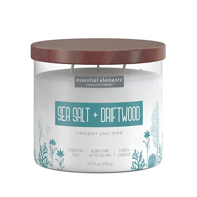 14.75 Ounce Sea Salt & Driftwood 3 Wick Candle By Candle-lite