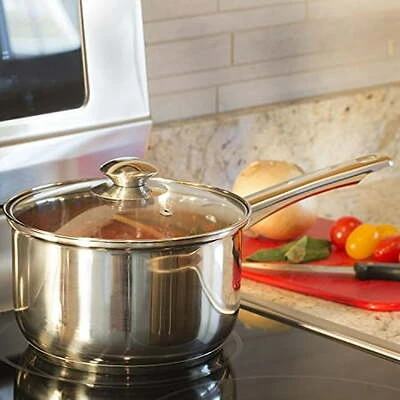 Pure Intentions Stainless Steel Saucepan, Glass Lid, 3 Qts.