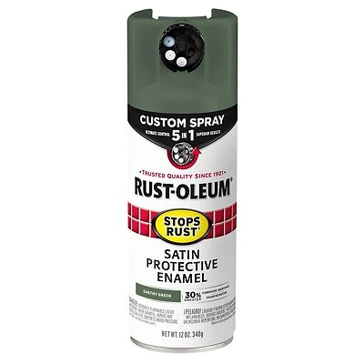 Rust-Oleum 383421 Stops Rust Spray Paint, Satin Earthy Green, 12 Oz.