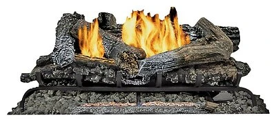 Fireplace Log Set With Remote, Natrual or LP Gas, Vent-Free, 33,000-BTU, 24-In.