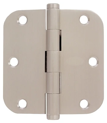 3.5 In. Door Hinges, 5/8-In. Round Corners, Satin Nickel, 3-Pk.