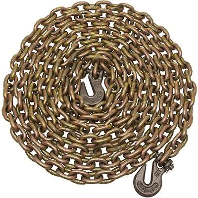 3/8 In. 20 Ft. Yellow Chromate Finished Steel Coil Chain With Clevis Hooks