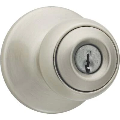 Polo Satin Nickel Entry Door Knob With 6-way Adjustable Latch And Grade 3 Security